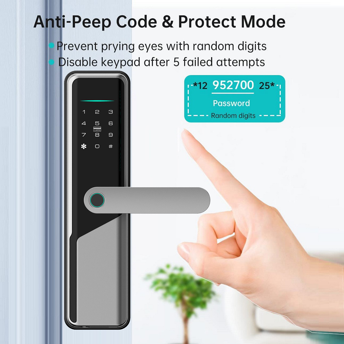 Factory tuya app keypad biometric front door lock keyless ttlock finger print password fingerprint smart lock door handle