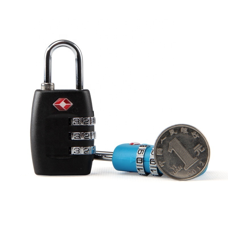 China tsa padlock zinc alloy custom logo 3 digital luggage password cam padlock for cabinet 3 digit dial tsa combination lock