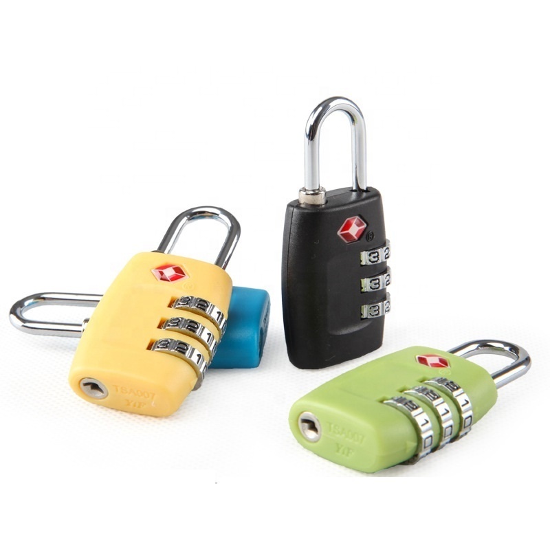 China tsa padlock zinc alloy custom logo 3 digital luggage password cam padlock for cabinet 3 digit dial tsa combination lock