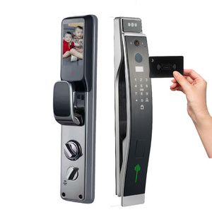 Factory High Quality Wifi Fingerprint Recognition Unlock Smart Door Lock Video Intercom Camera with Eye Cat Tuya 3d Face Lock