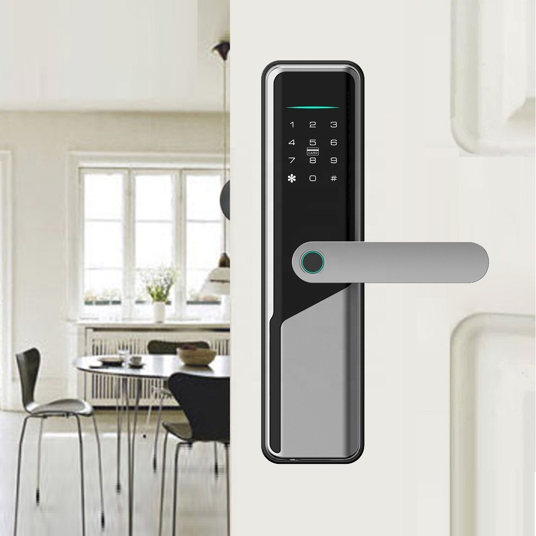 China factory tuya app electric digital home handle lock keyless ttlock biometric password smart door lock fingerprint usb lock