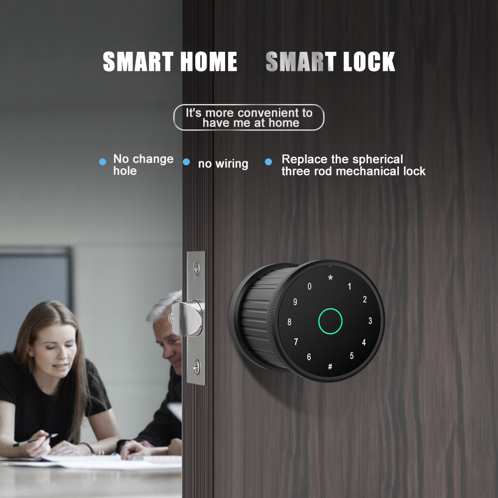 High Quality Temporary Password Fingerprint Tuya App Smart Door Lock Electronic Biometric Smart Handle Locks with Key