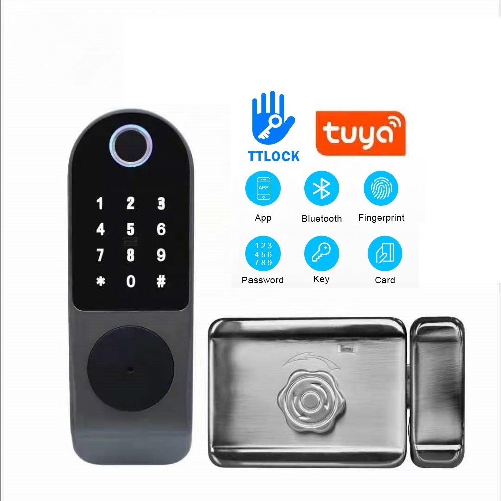 Gis Mobile Control Electric Keypad Smart Deadbolt Door Lock Digital Code Rf Card Fingerprint Lockset Smart Lock App Tuya