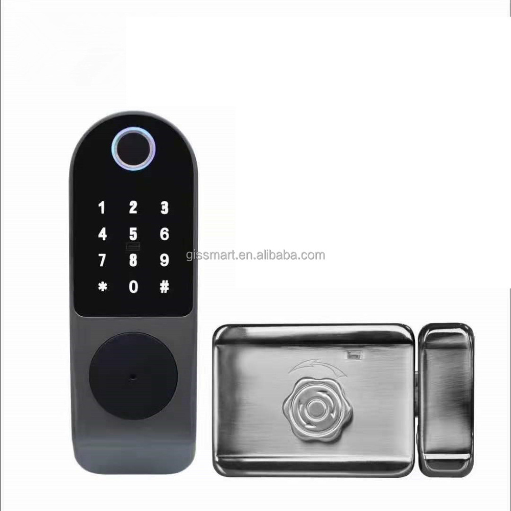 Gis Mobile Control Electric Keypad Smart Deadbolt Door Lock Digital Code Rf Card Fingerprint Lockset Smart Lock App Tuya