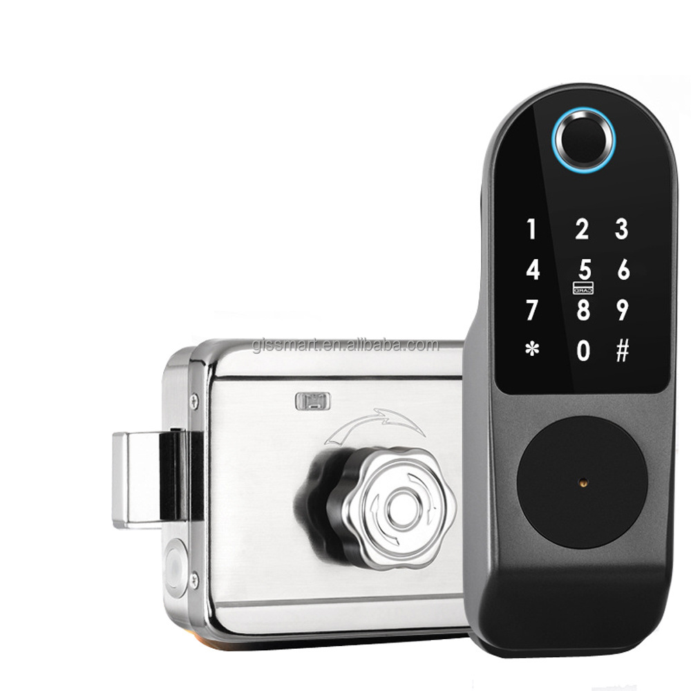 Zinc Alloy Wireless Key Card Code Biometric Handle Lock TTlock or Tuya App Fingerprint Lock Villa Entrance Door with Smart Lock