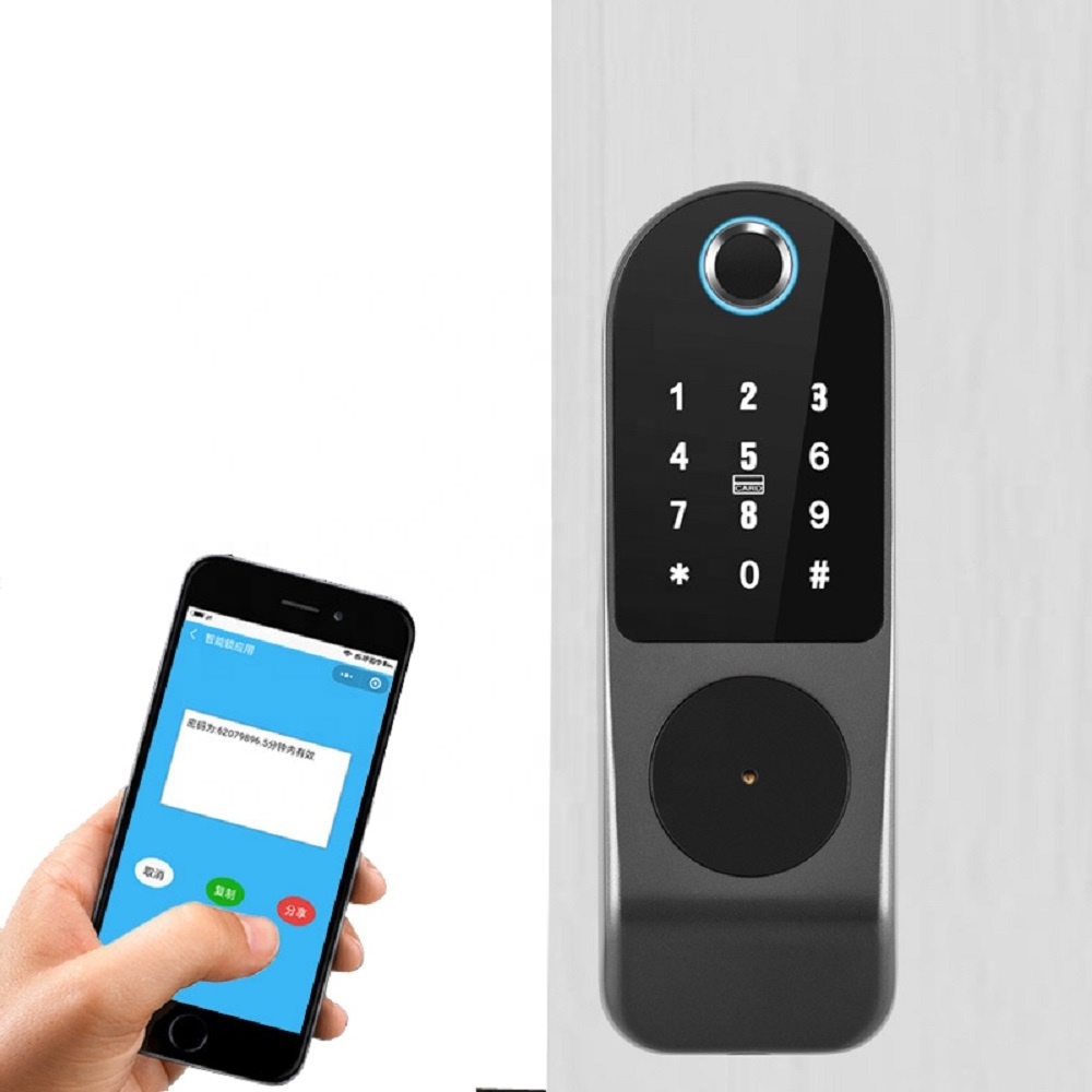 Zinc Alloy Wireless Key Card Code Biometric Handle Lock TTlock or Tuya App Fingerprint Lock Villa Entrance Door with Smart Lock