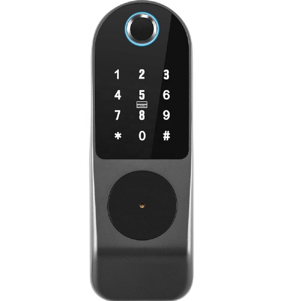 Zinc Alloy Wireless Key Card Code Biometric Handle Lock TTlock or Tuya App Fingerprint Lock Villa Entrance Door with Smart Lock