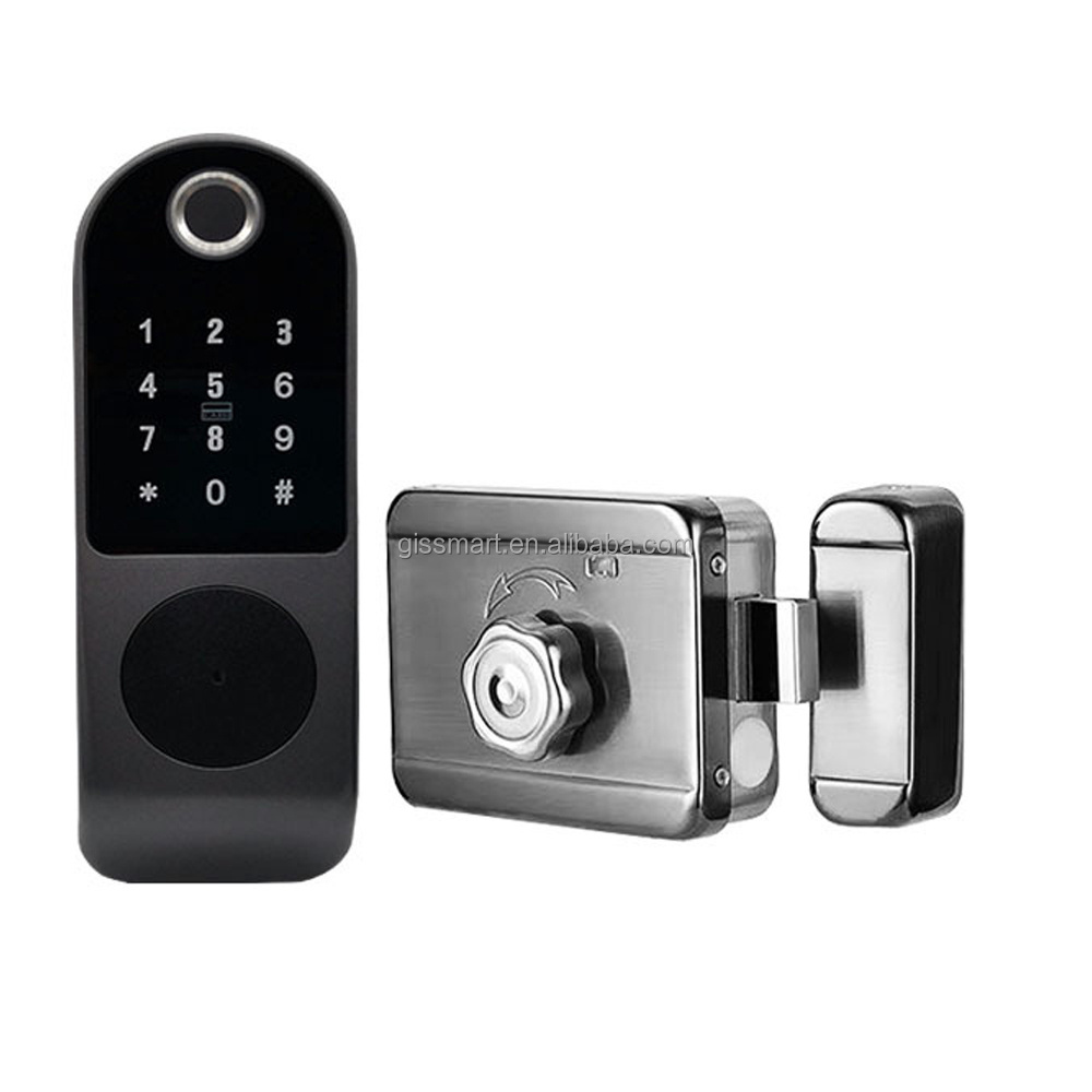 Zinc Alloy Wireless Key Card Code Biometric Handle Lock TTlock or Tuya App Fingerprint Lock Villa Entrance Door with Smart Lock