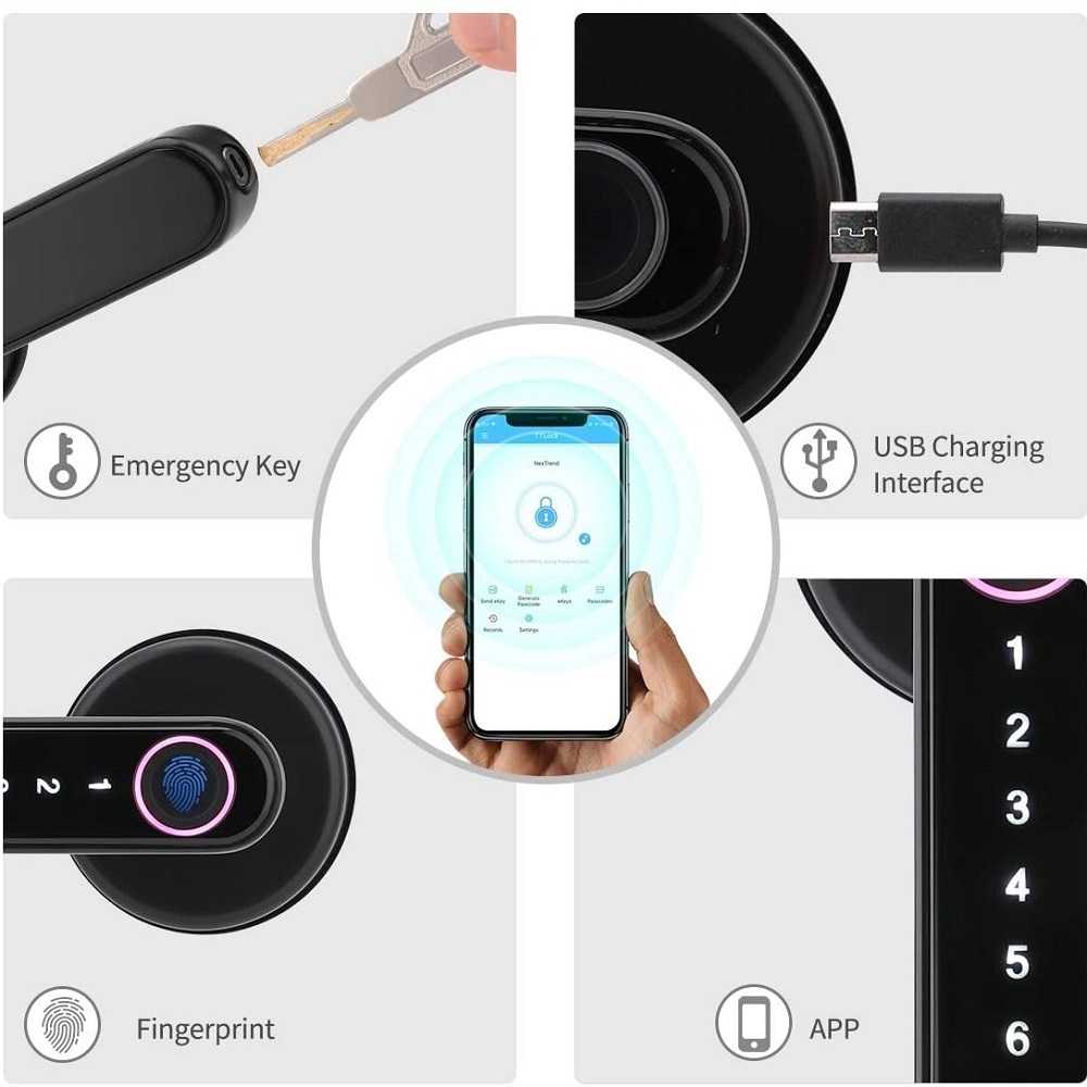 Entry door inside room ttlock app password finger print for front wood door smart lock biometric keyless door fingerprint lock