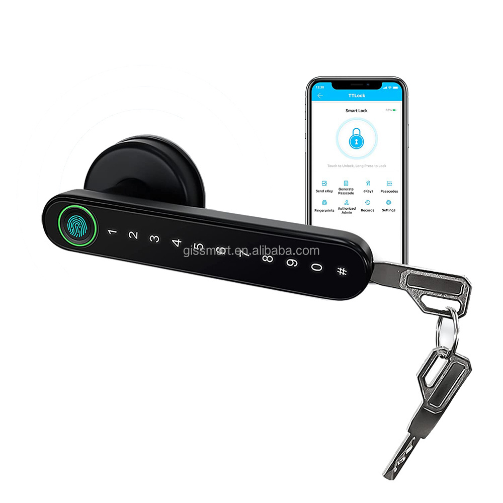 Ttlock App BLE Biometric Handle Lock for Office Department Airbnb Digital Password Fingerprint Smart Lock for Home Application