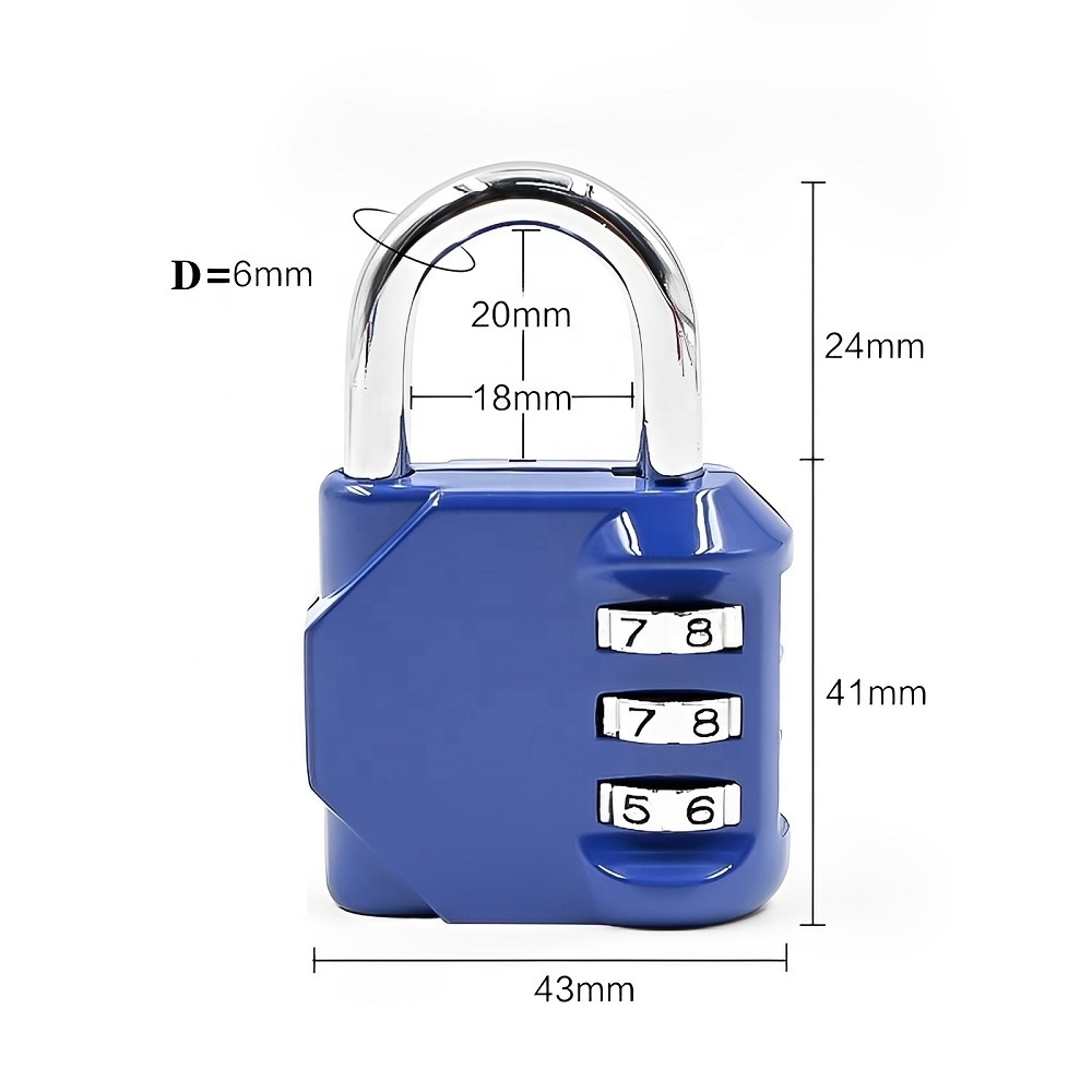 GIS Smart Custom Logo Zinc Alloy Combination Lock for Travel Luggage Suitcase Padlock Customs 3 Digit Password Mini Combo Lock