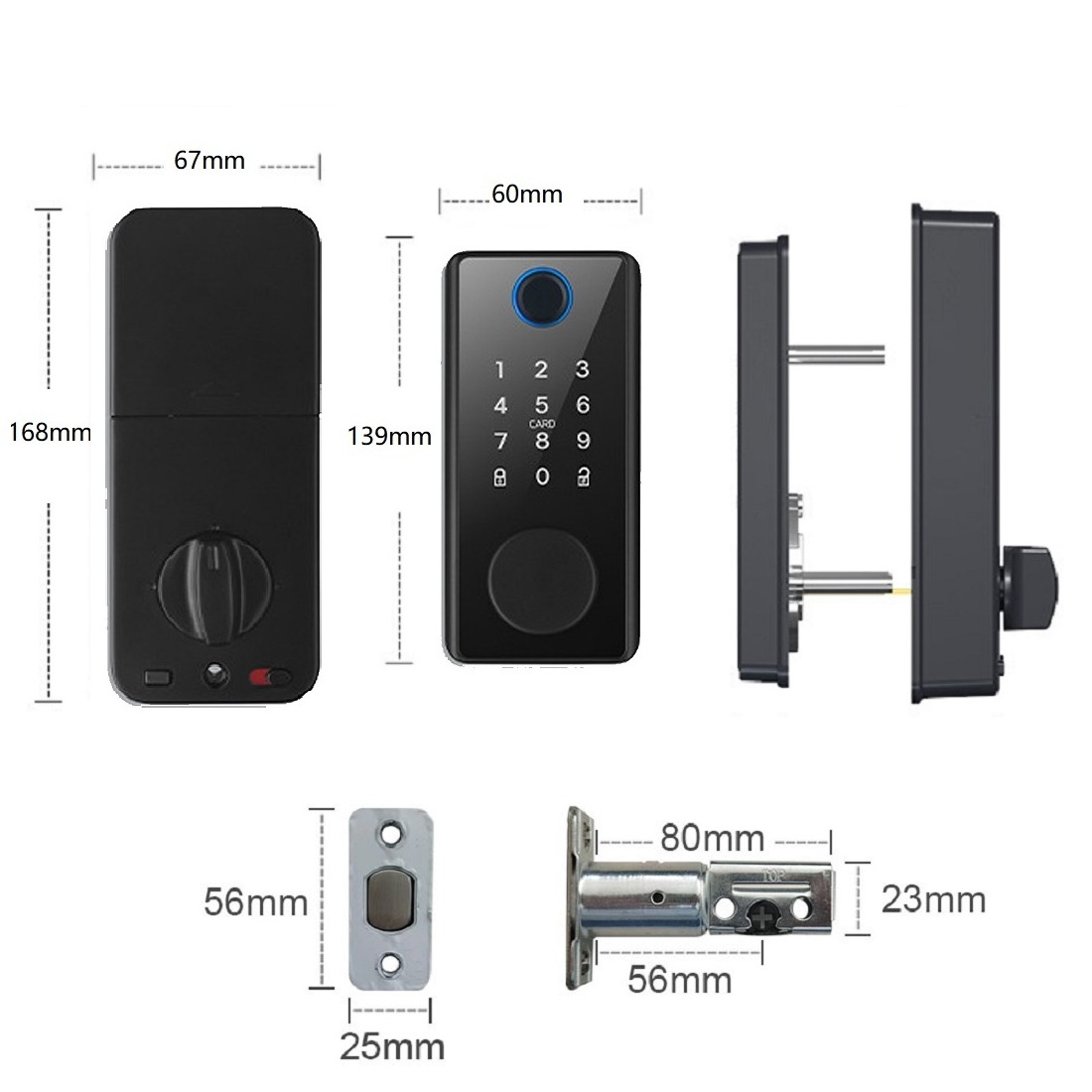 Office Apartment Home Front Door Mobile Control Keyless Biometric Electronic European Style Tuya Smart Fingerprint Deadbolt Lock