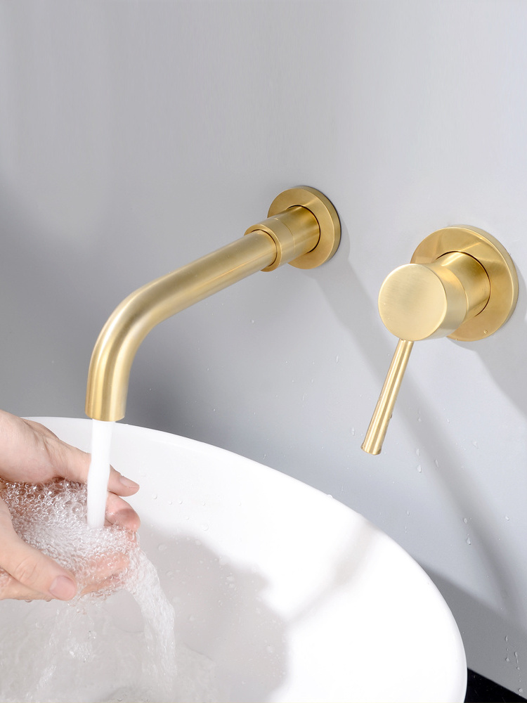 Hot Sale Single Hole Antique Brass Wall Mounted Bathroom Basin Mixer Concealed Faucet for basin tap