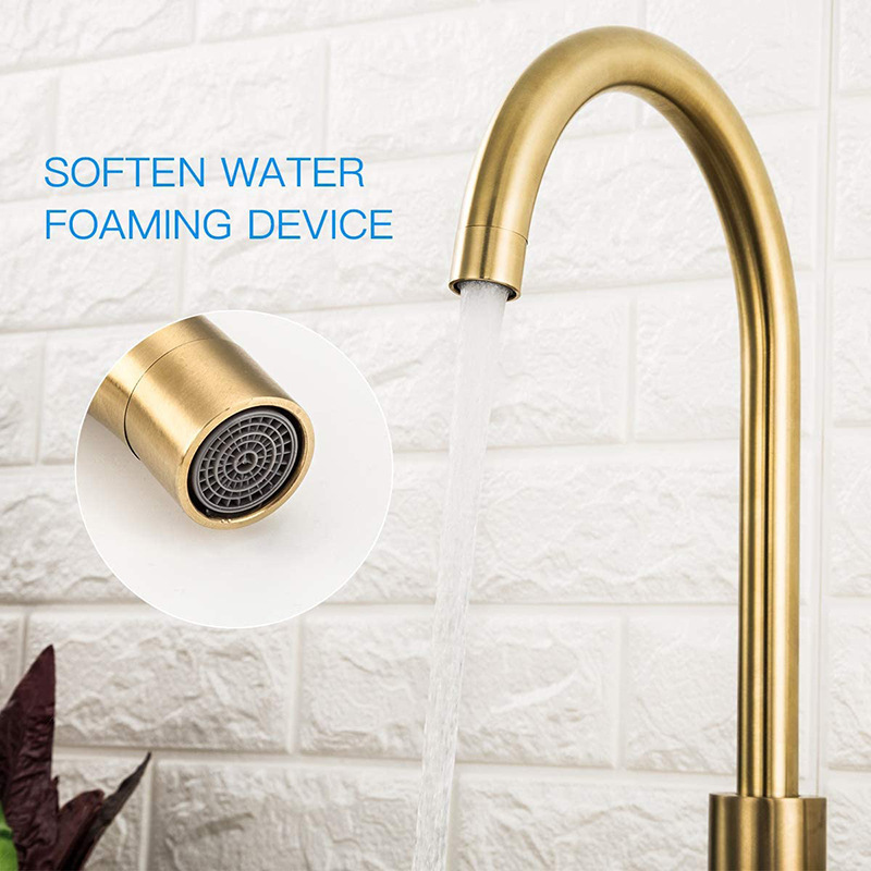 Stainless steel Golden kitchen faucet brushed gold face Basin wash basin inter-platform Basin mixed kitchen hot and cold faucet