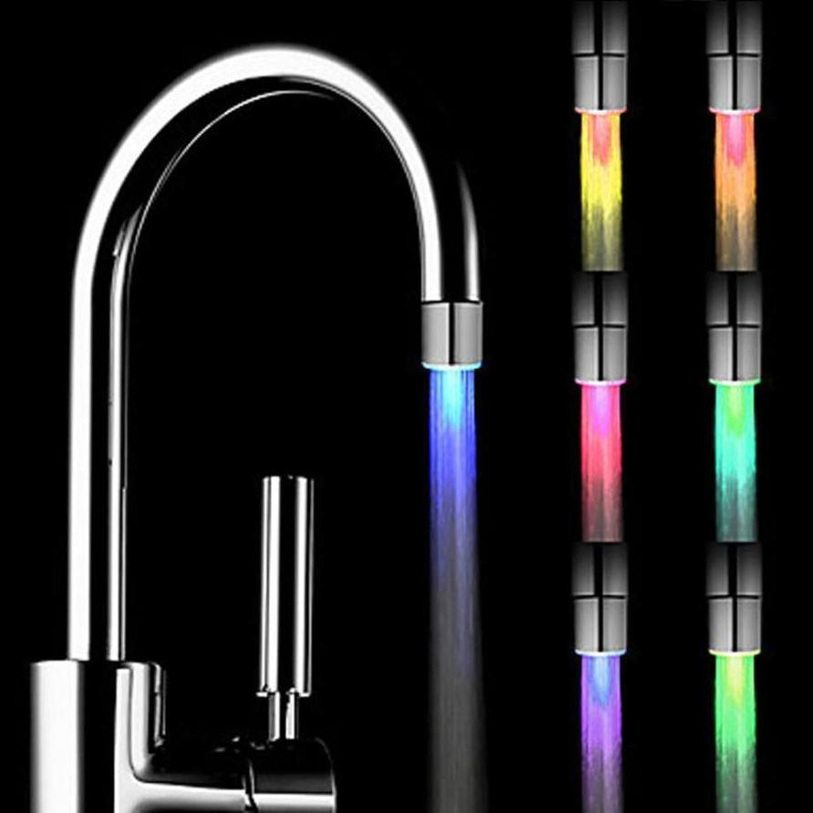 LED Temperature Sensitive Kitchen Faucets Light-up Faucet Kitchen Bathroom Glow Water Saving Faucet Aerator Tap Nozzle Shower