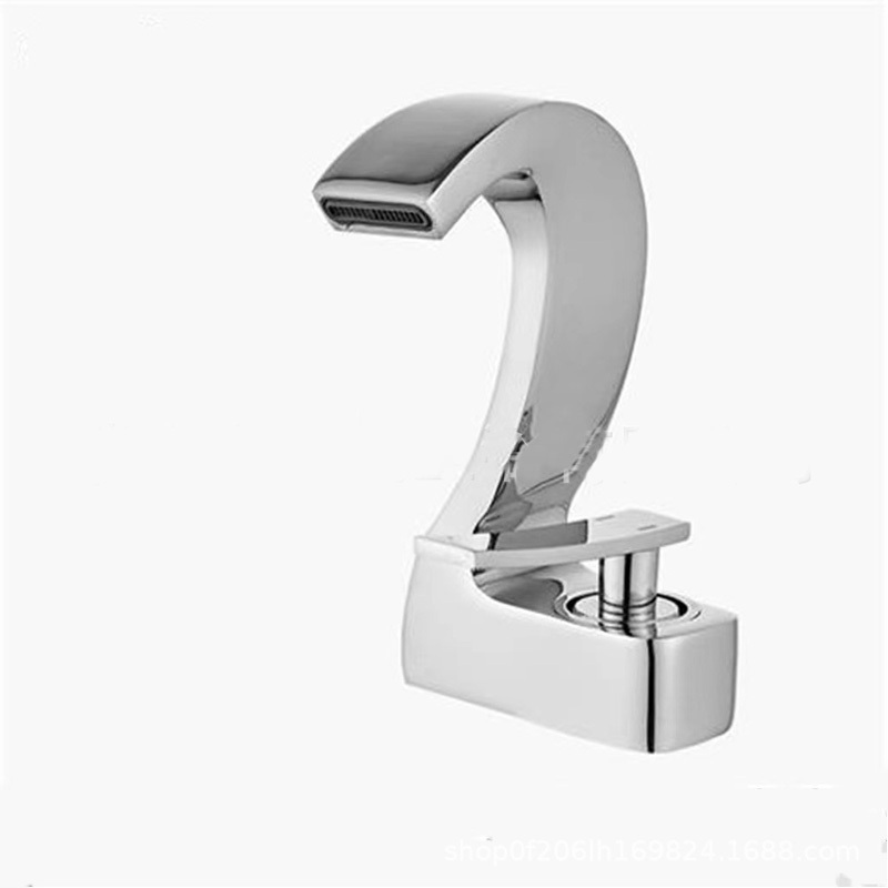 Bathroom Waterfall Spout Copper Bend Long Neck Art Single Lever Antique Counter Top Basin Mixer Faucets