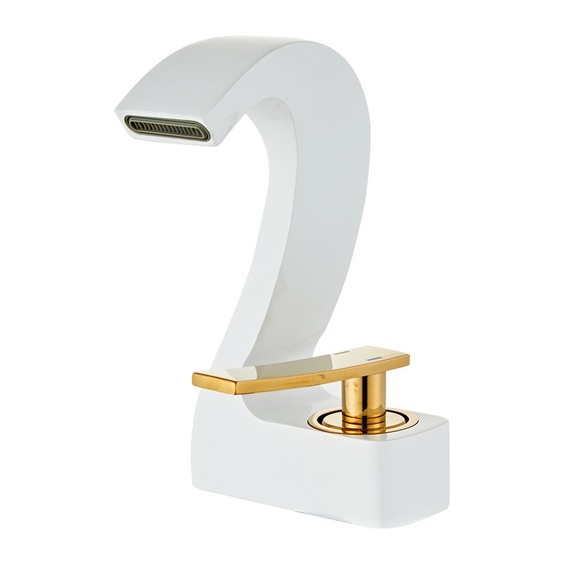 Bathroom Waterfall Spout Copper Bend Long Neck Art Single Lever Antique Counter Top Basin Mixer Faucets