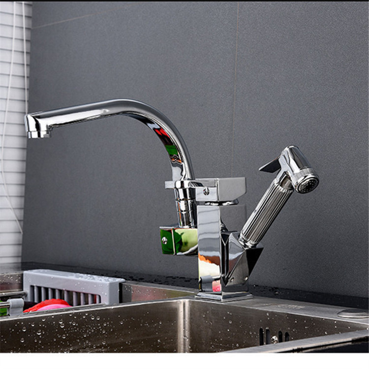 Luxury black Zinc-alloy kitchen water faucet  mixer extension brushed nickel