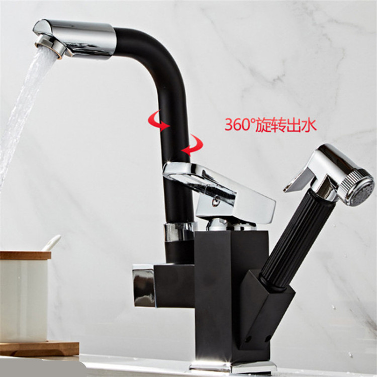 Luxury black Zinc-alloy kitchen water faucet  mixer extension brushed nickel