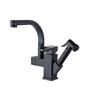 Luxury black Zinc-alloy kitchen water faucet  mixer extension brushed nickel