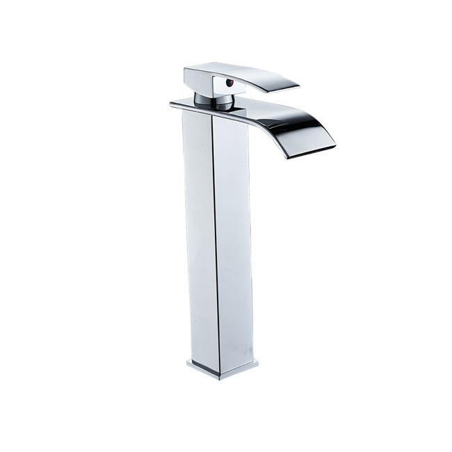 High Quality Bathroom Vessel Sink Faucet Chrome Single Hole Washroom Tap Brass Waterfall Faucet Single