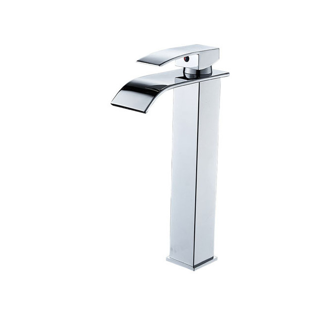 High Quality Bathroom Vessel Sink Faucet Chrome Single Hole Washroom Tap Brass Waterfall Faucet Single