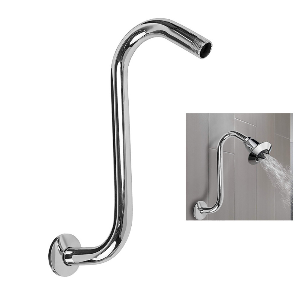 Stainless Steel Wall Mounted Shower Arm Pipe S Shape Shower Rod