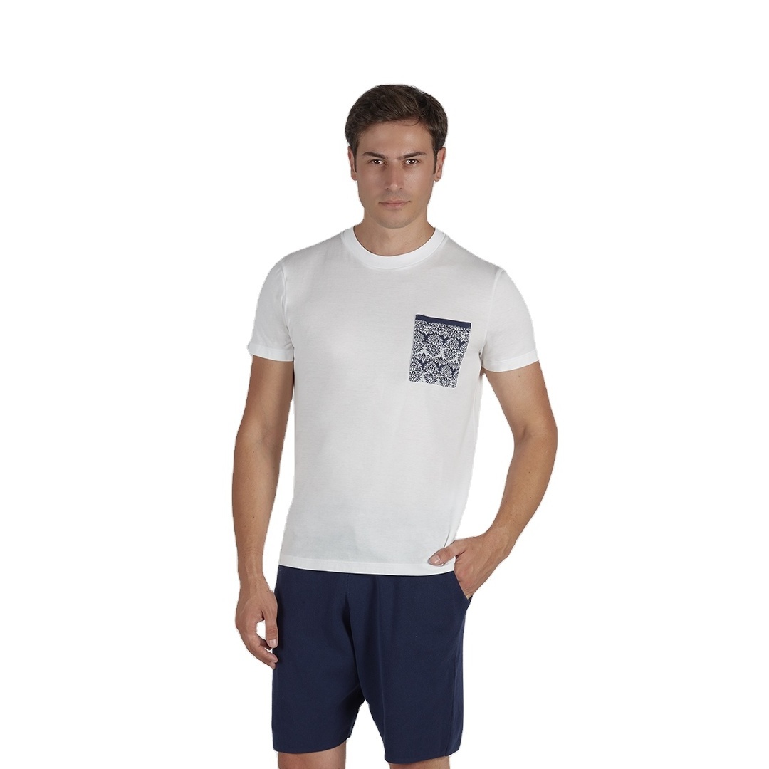 Italian clothing manufacturer men's t-shirts best sellers white short sleeves round neck casual