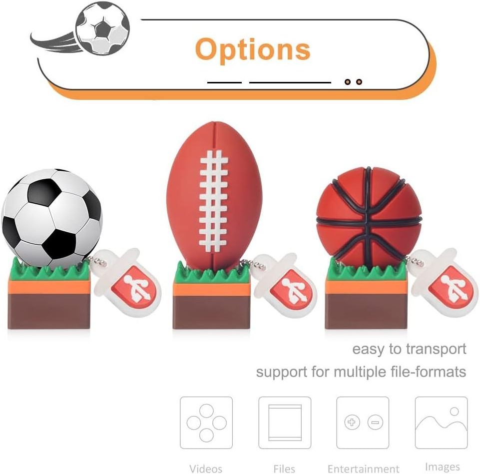 Sports USB Flash Drive Tennis Baseball Football Basketball Rugby Memory Stick Cartoon Flash Memory Stick Pen Drive for School