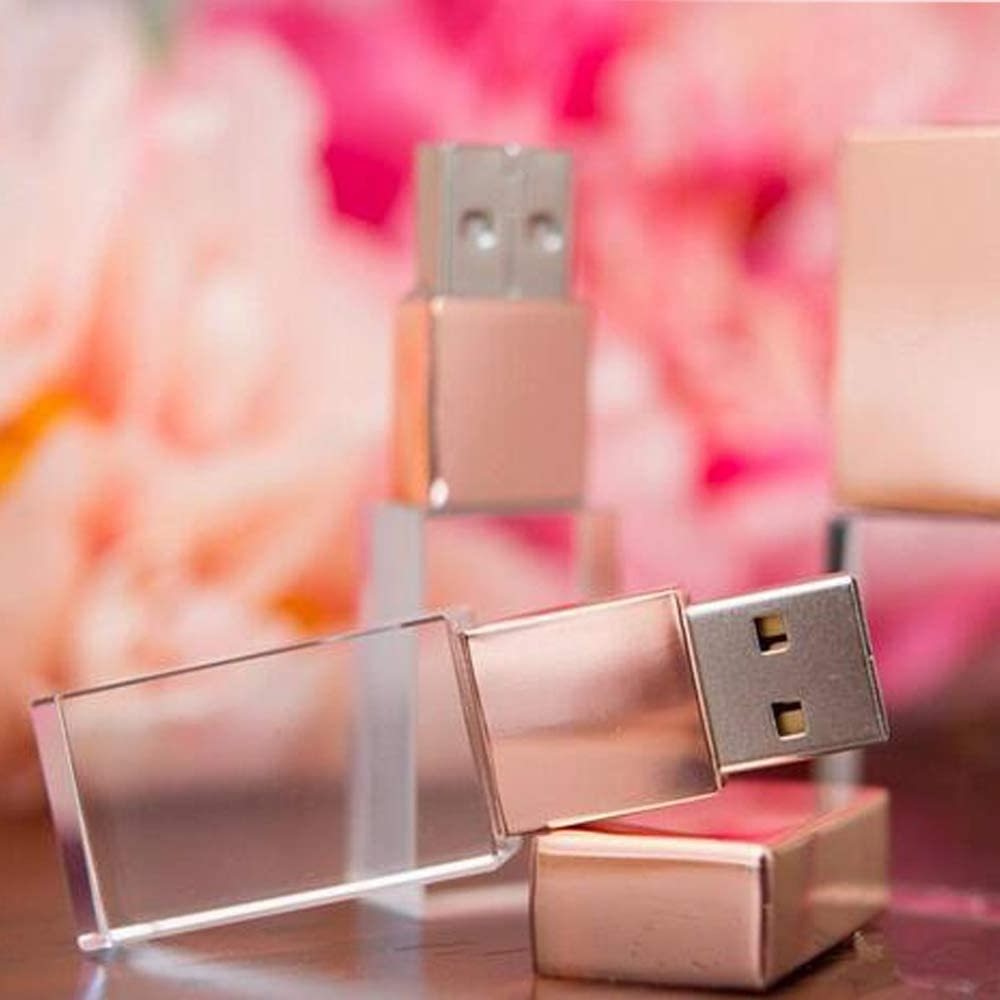 Gitra Luxury Wedding Gift Rose Gold Glass USB 2.0 Flash Drive Pen Drive Thumb Drive 4GB 16GB 32GB 64GB USB 3.0 Flash Memory