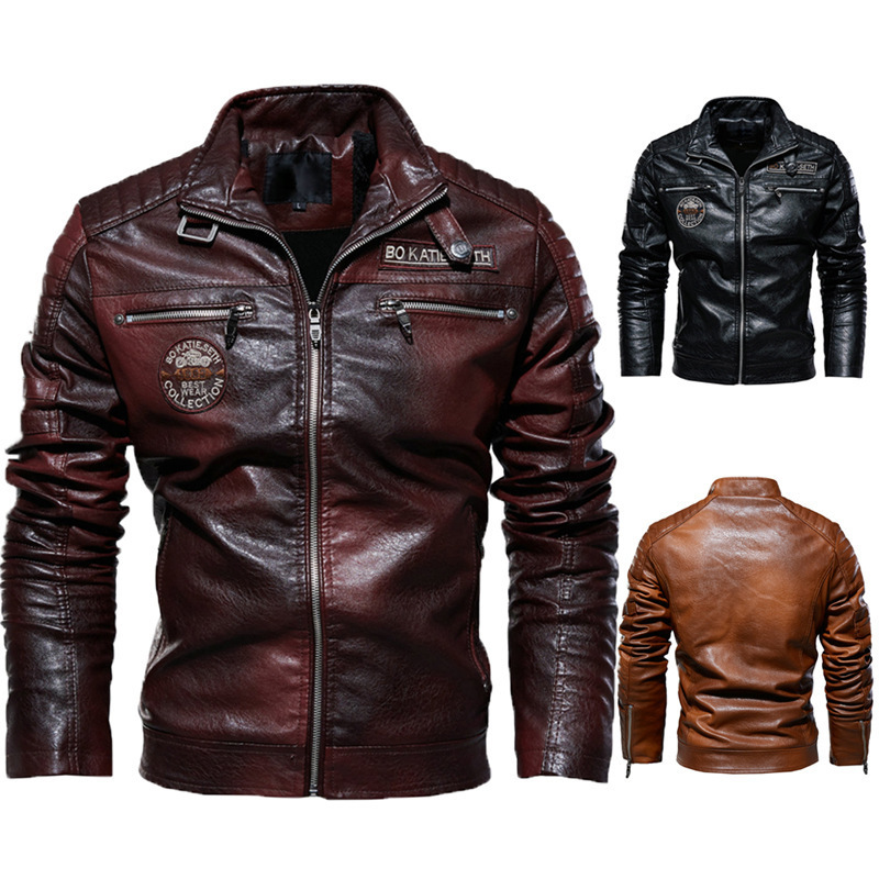 Men's Autumn Leather Motorcycle Brown Waterproof For Retro Windbreaker Sports Fashion Men's Motorcycle Coat Jacket