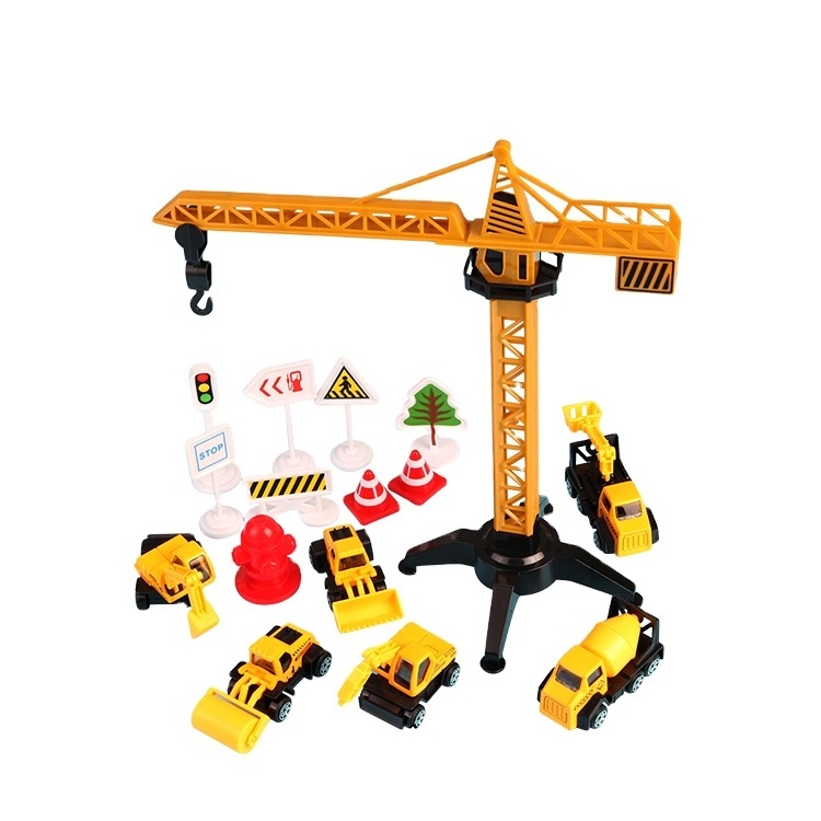 simulation model 3 alloy engineering truck crane tower toy