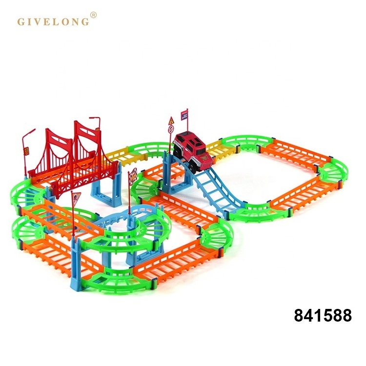 kids play set assemble track electric rail car toy