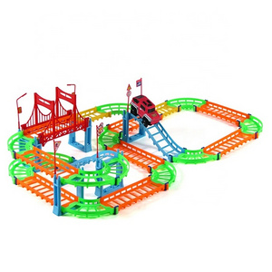 kids play set assemble track electric rail car toy