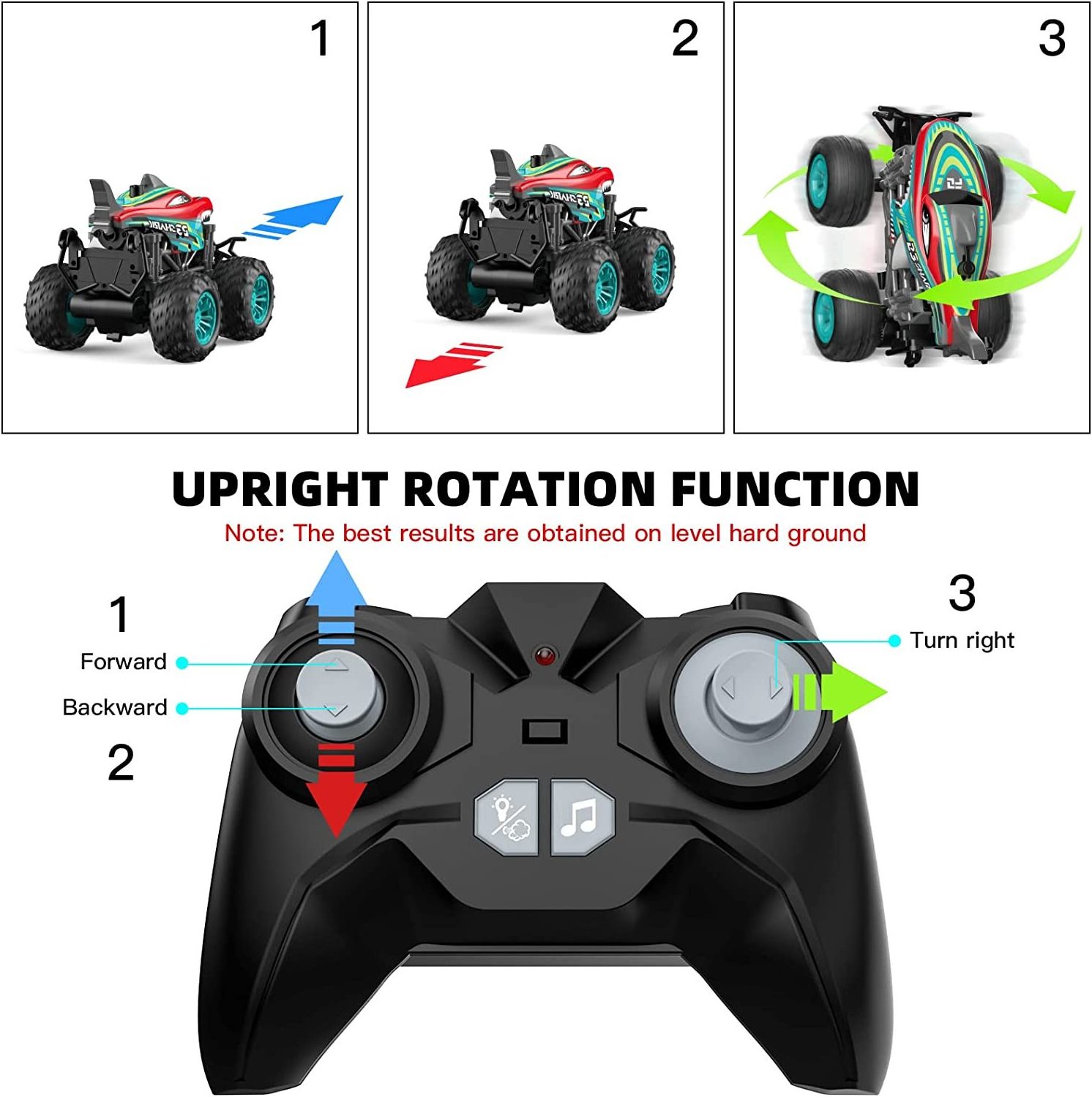 Remote Control Car 2.4GHz Remote Control RC Monster Truck RC Stunt Cars Toys With Light Sound Spray Indoor Outdoor Toys