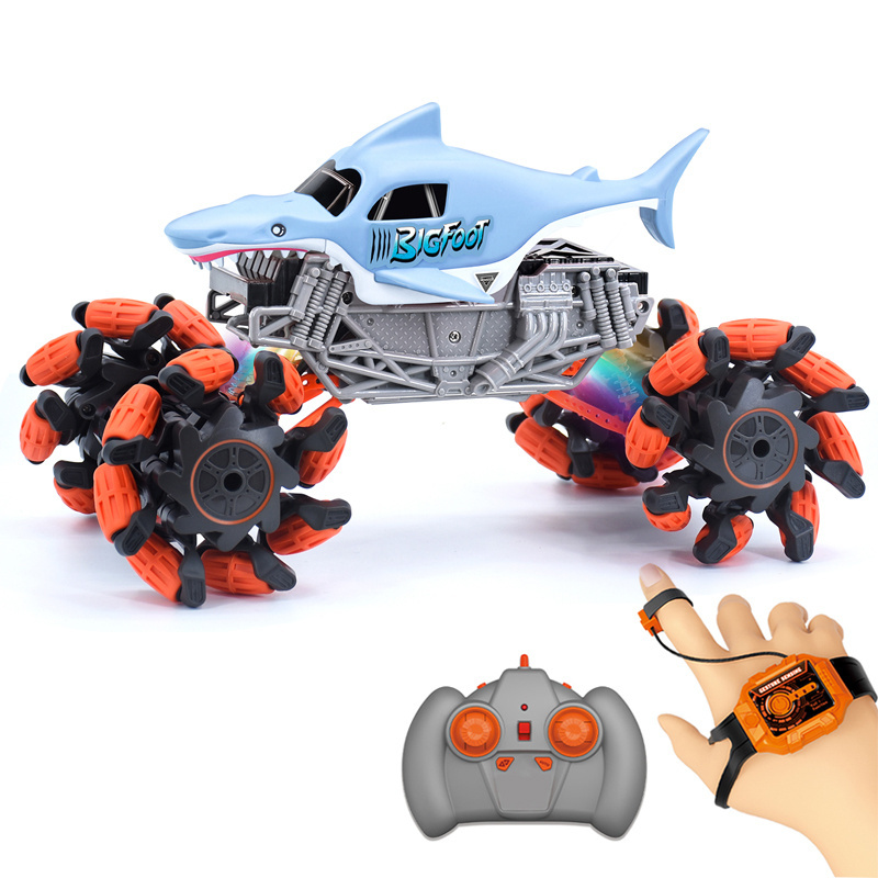 RC Shark Dinosaur Monster Truck Car 2.4 Ghz Explosive Wheel Stunt Car Toy Remote Control Car For Adults Kids