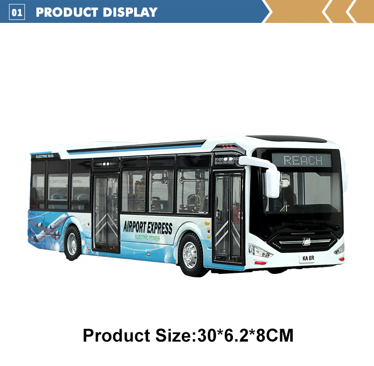 1/42 Scale Diecast Toys Model Car Door Opening Bus Toy Model With Lights Open Doors Toy Bus With Door Open