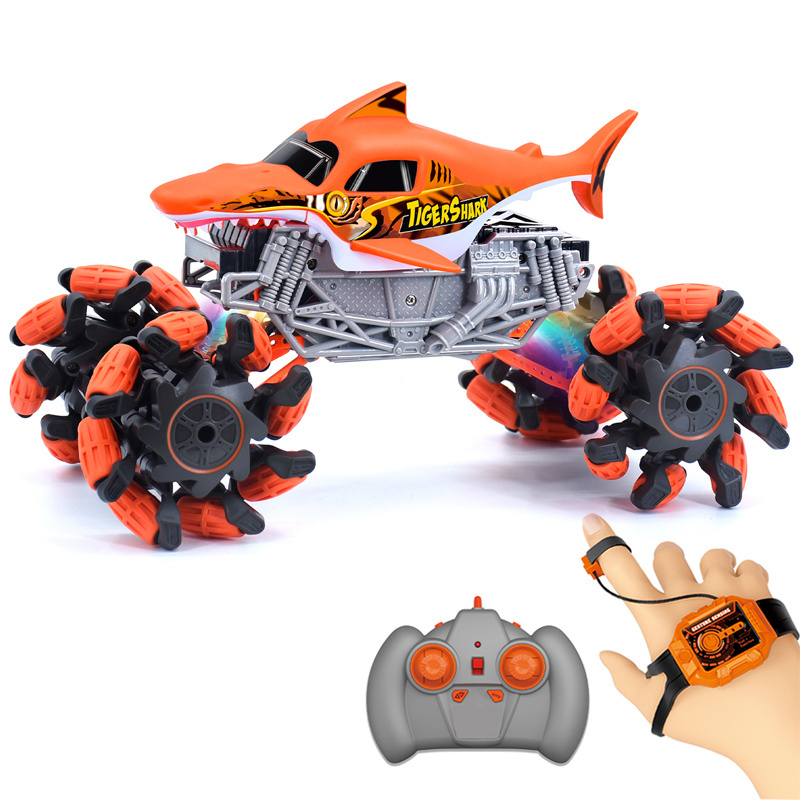 RC Shark Dinosaur Monster Truck Car 2.4 Ghz Explosive Wheel Stunt Car Toy Remote Control Car For Adults Kids