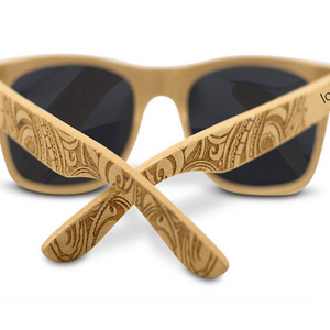 OEM custom logo unisex full  laser engraved temples arms  bamboo wood polarized  shades sunglasses wooden cases box available