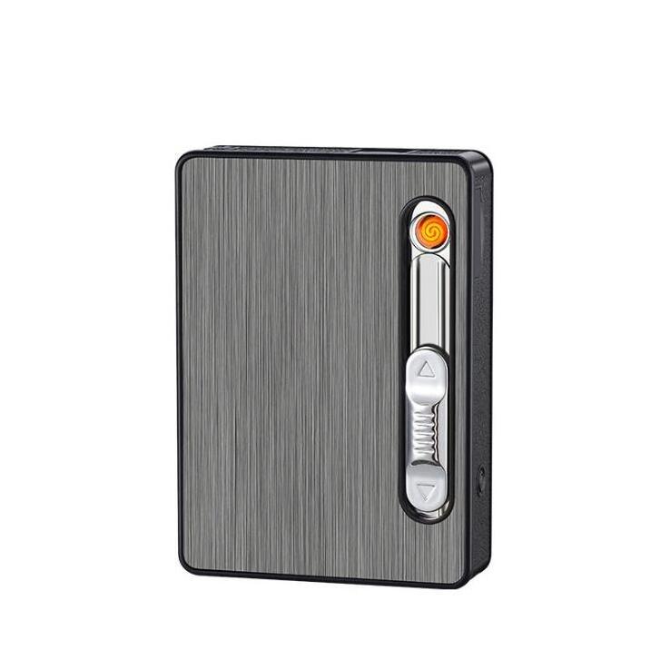 small size automatic open  Cigarette Case With USB Rechargeable Lighter and led light Hold 10 pcs Cigarette