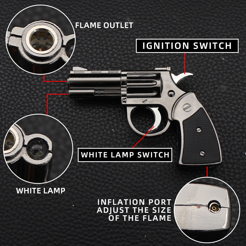 Creative Red Flame Inflatable Windproof Metal Cigarette Pistol Gas Lighter Premium Quality Product