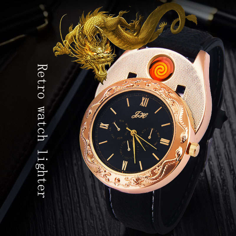 Fashion rechargeable coil heating wrist watch usb lighter