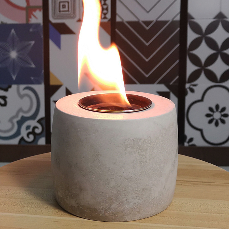 Mini Tabletop Fire Pit, Concrete Table Top Fire Pit Bowl, Personal Fireplace Rubbing Alcohol for Indoor Outdoor Patio