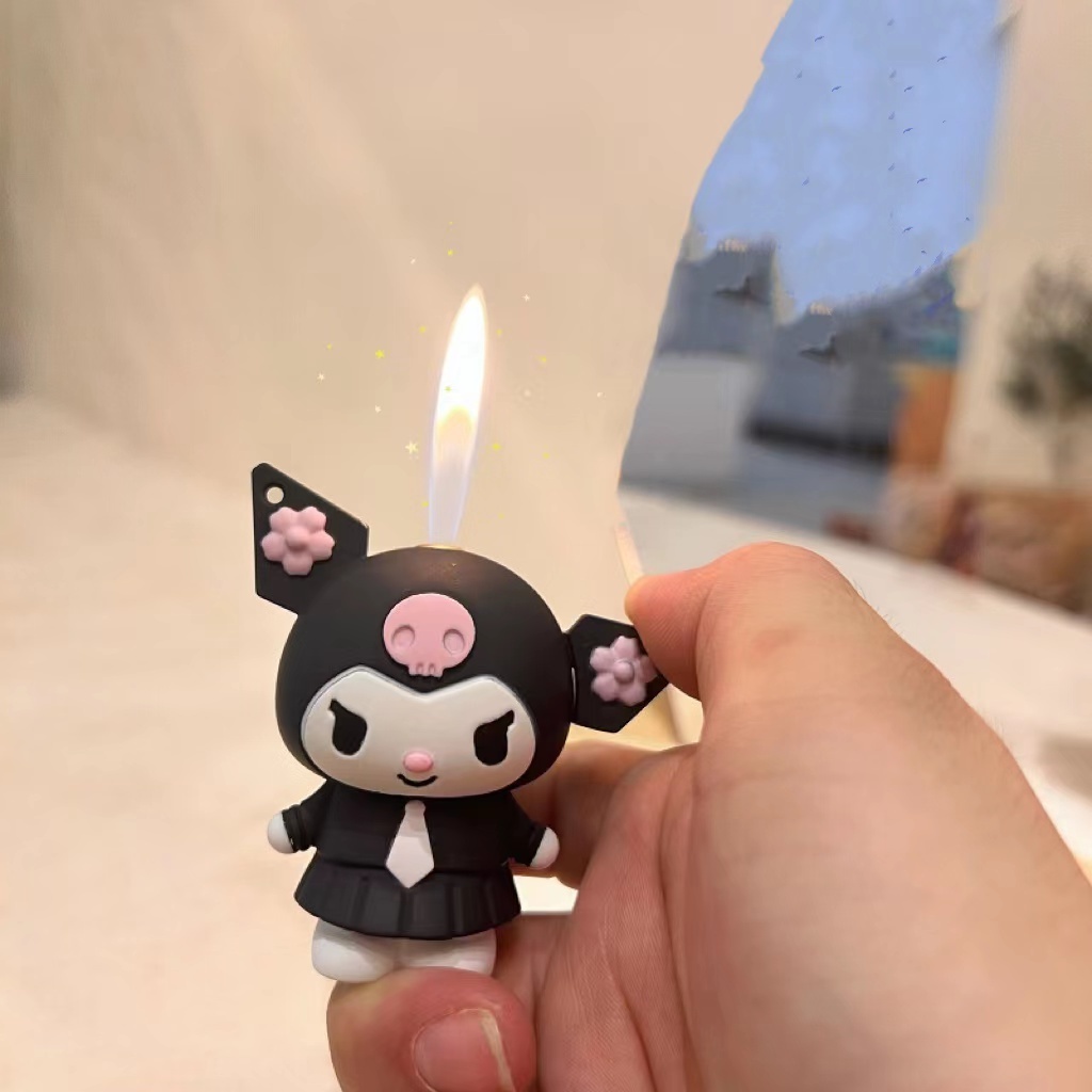 Cute  kuromi lighter Butane kawaii Doll Windproof refillable jet lighter torch gas cartoon lighter