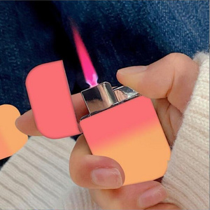 Custom logo lighter  Hello  Butane Gas Cartoon Kitty Lighter Windproof Pink Jet Flame Cigarette lighter