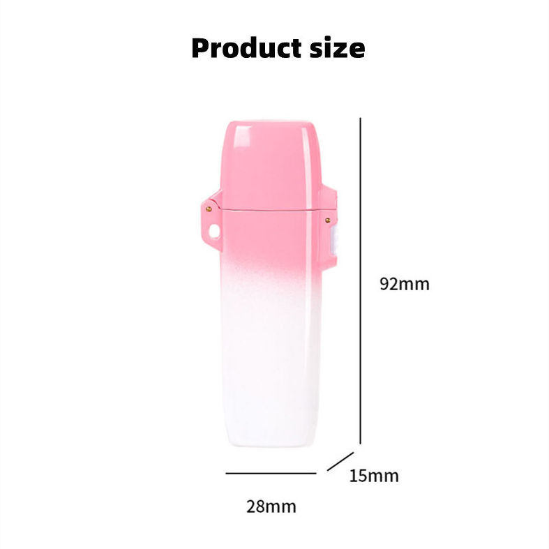 Portable Creative Transparent Case Cartoon Kuromi Lighter Flash Light Windproof  Red Flame Lighter