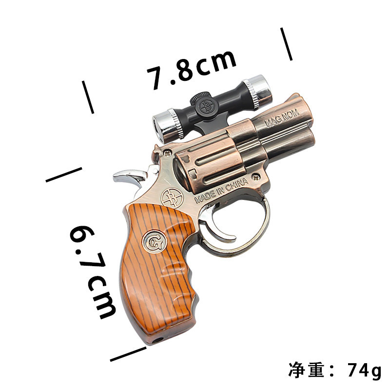 Creative Modern Design Inflatable Windproof Metal Lighter Red Flame Cigarette Pistol Gas Lighter Made of Zinc Alloy