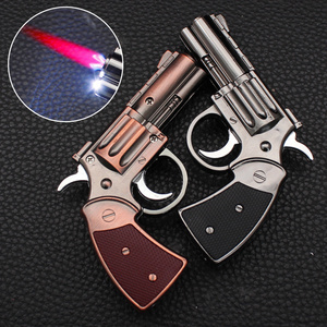 Creative Modern Red Flame Inflatable Windproof Metal Cigarette Pistol Gas Lighter Made of Zinc Alloy