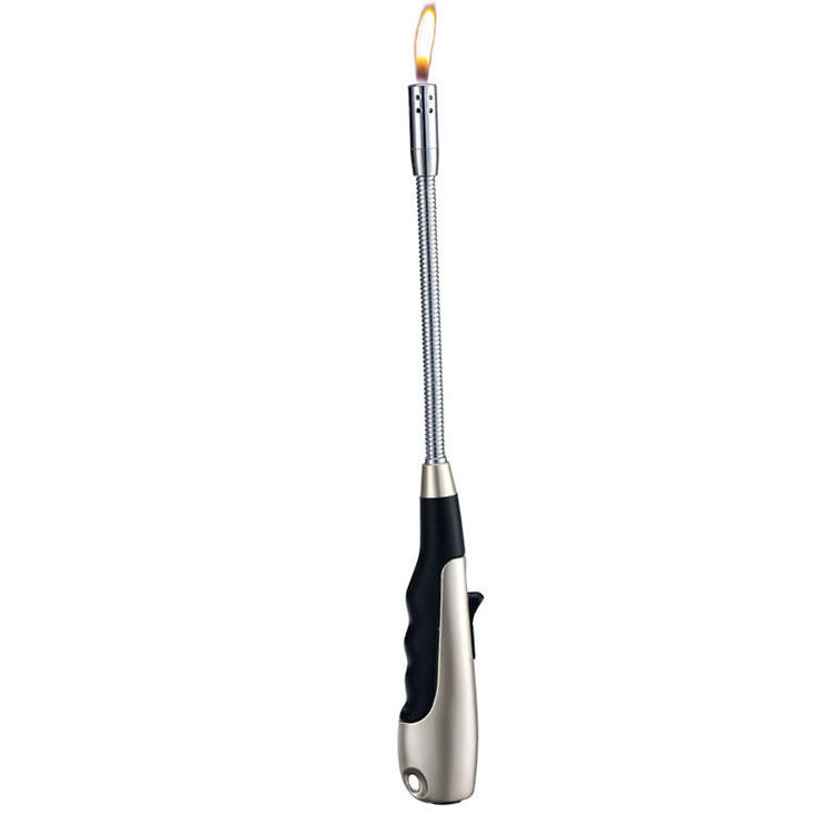 Metal Refillable Butane Gas Lighter Kitchen BBQ two kind of flame flexible long neck  lighter