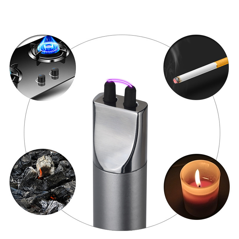 BBQ Arc Pulse Lighter Metal Electric Candle Lighter Rechargeable Electronic USB long Lighter For Kitchen Gas Stove Flameless